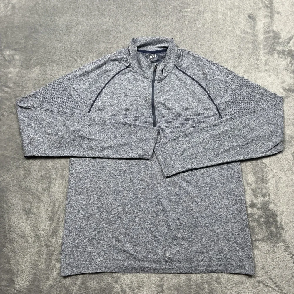 Rhone Celliant Seamless Quarter Zip Performance Stretch Pullover Mens Large Blue
